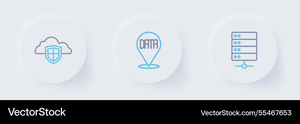 Set line server data analysis and cloud Set line server data analysis and cloud vector image
