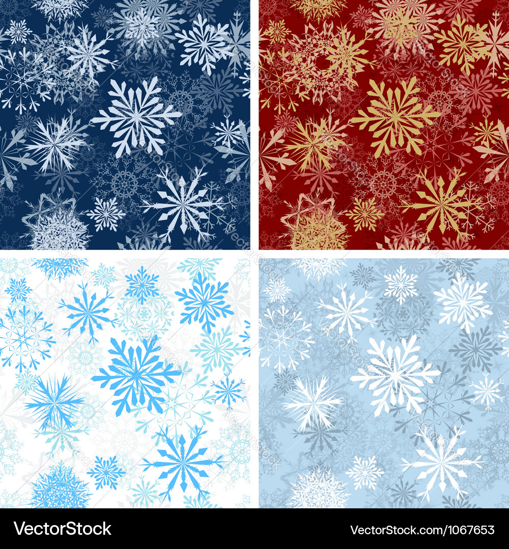Set of seamless snowflake patterns vector image