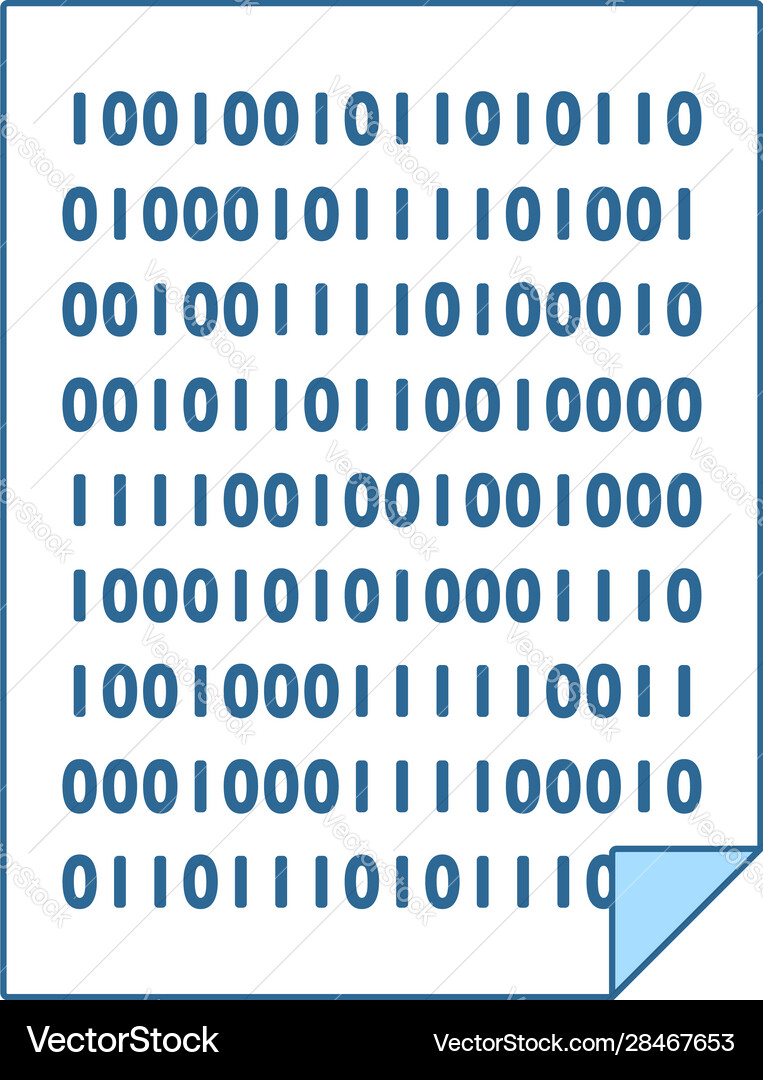 Sheet with binary code icon Vector Image