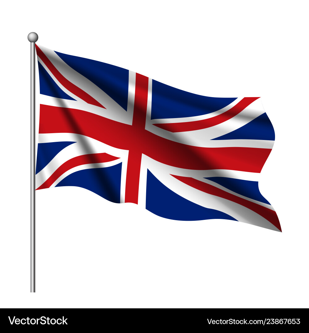 Waving flag of united kingdom state Waving flag of united kingdom state vector image
