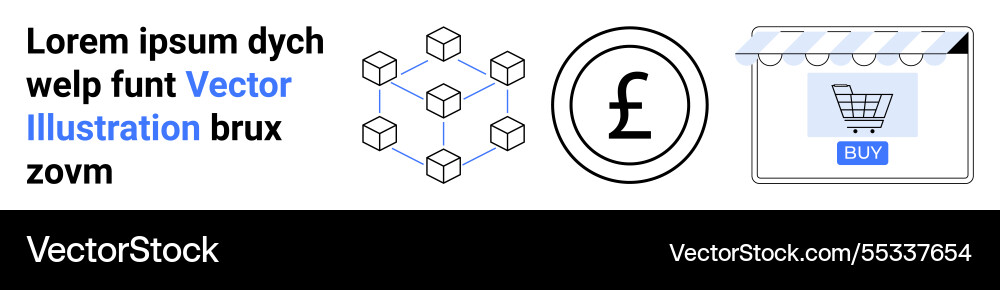 E-commerce and blockchain with pound currency icon E-commerce and blockchain with pound currency icon vector image