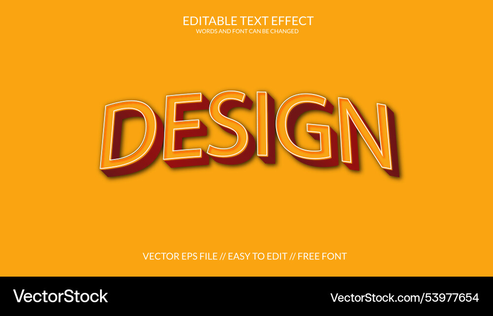 Fully editable 3d text effect design vector image