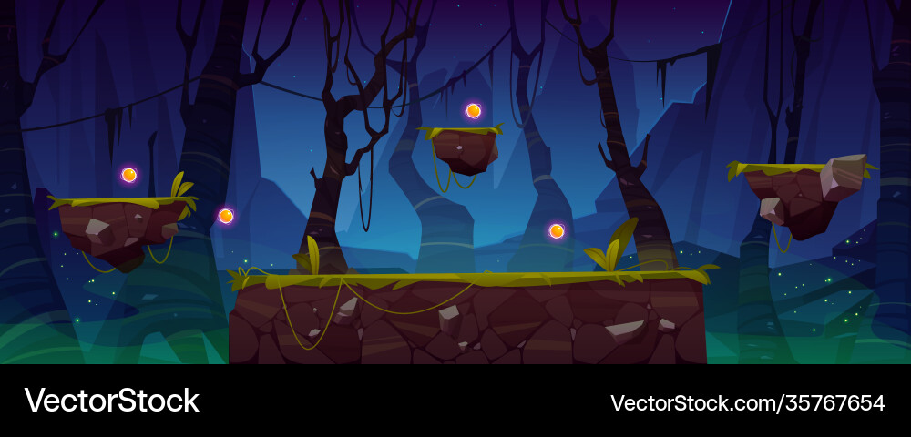 Game level background with platforms and items Game level background with platforms and items vector image
