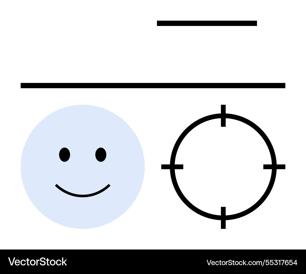Happy face and target with horizontal lines Vector Image