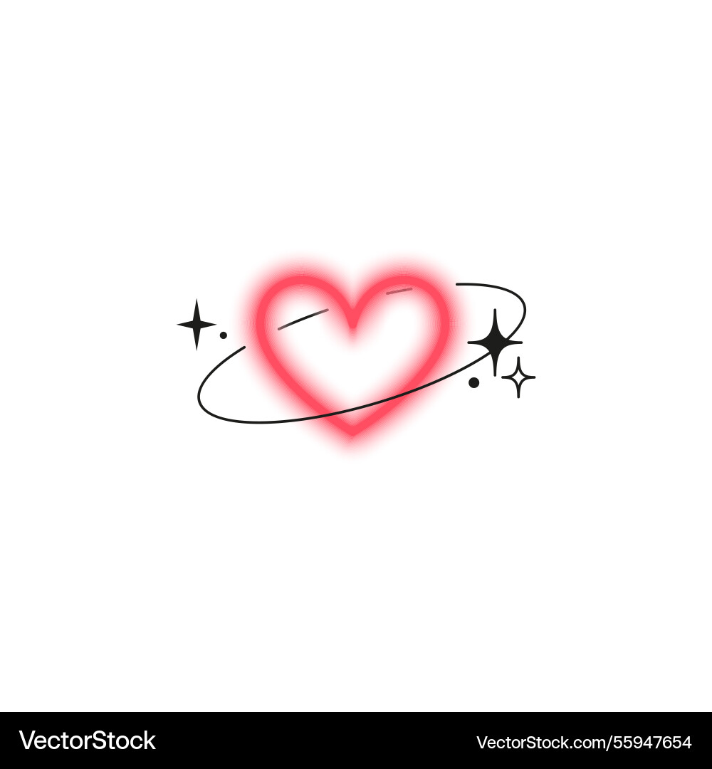 Heart y2k gradient blurred element with line art Heart y2k gradient blurred element with line art vector image