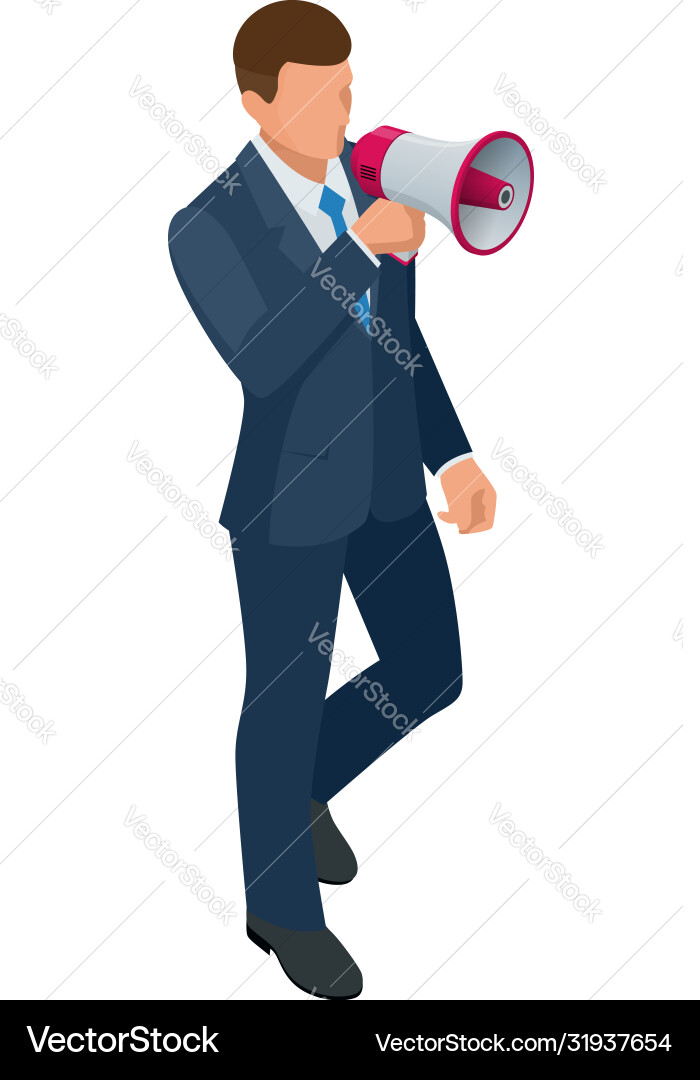 Isometric businessman isolated on write creating Vector Image