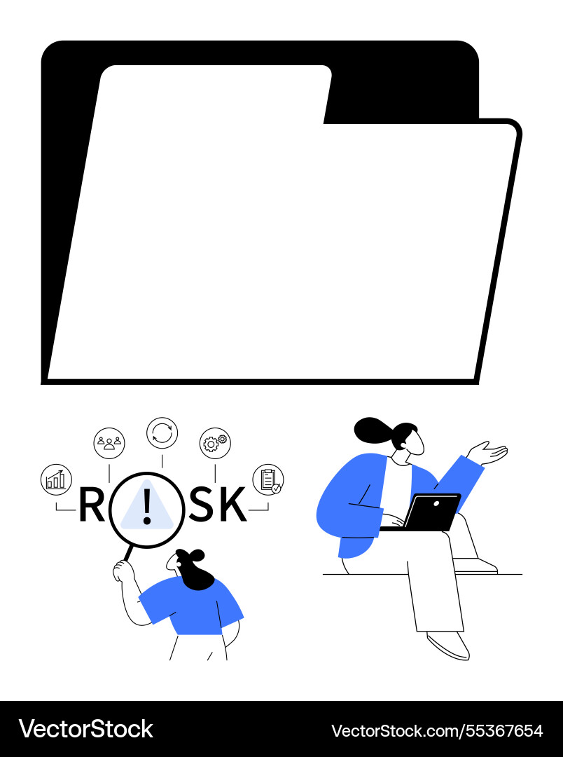 Risk analysis concept with folder magnifying Risk analysis concept with folder magnifying vector image