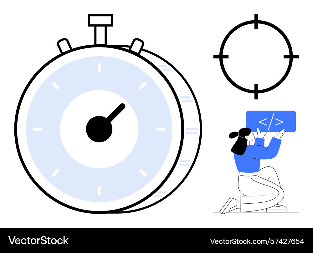 Stopwatch-Zielsymbol und Programmierer Codierung Stopwatch-Zielsymbol und Programmierer Codierung vektorbild