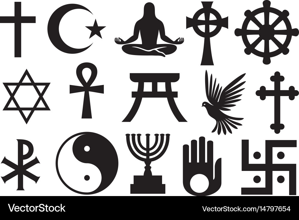Welt Religionen Symbol Sammlung Vektorbild