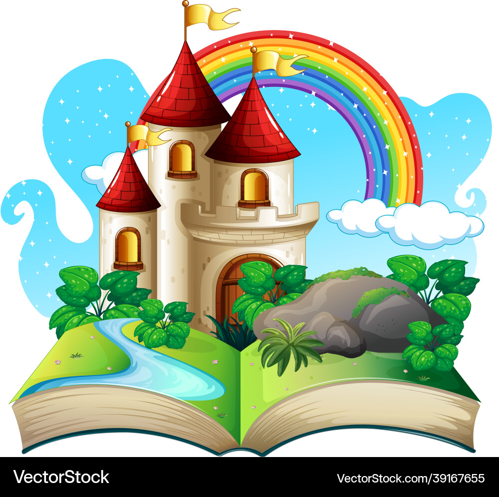 3d Pop-up-Buch mit Schloss Märchen Thema 3d Pop-up-Buch mit Schloss Märchen Thema vektorbild