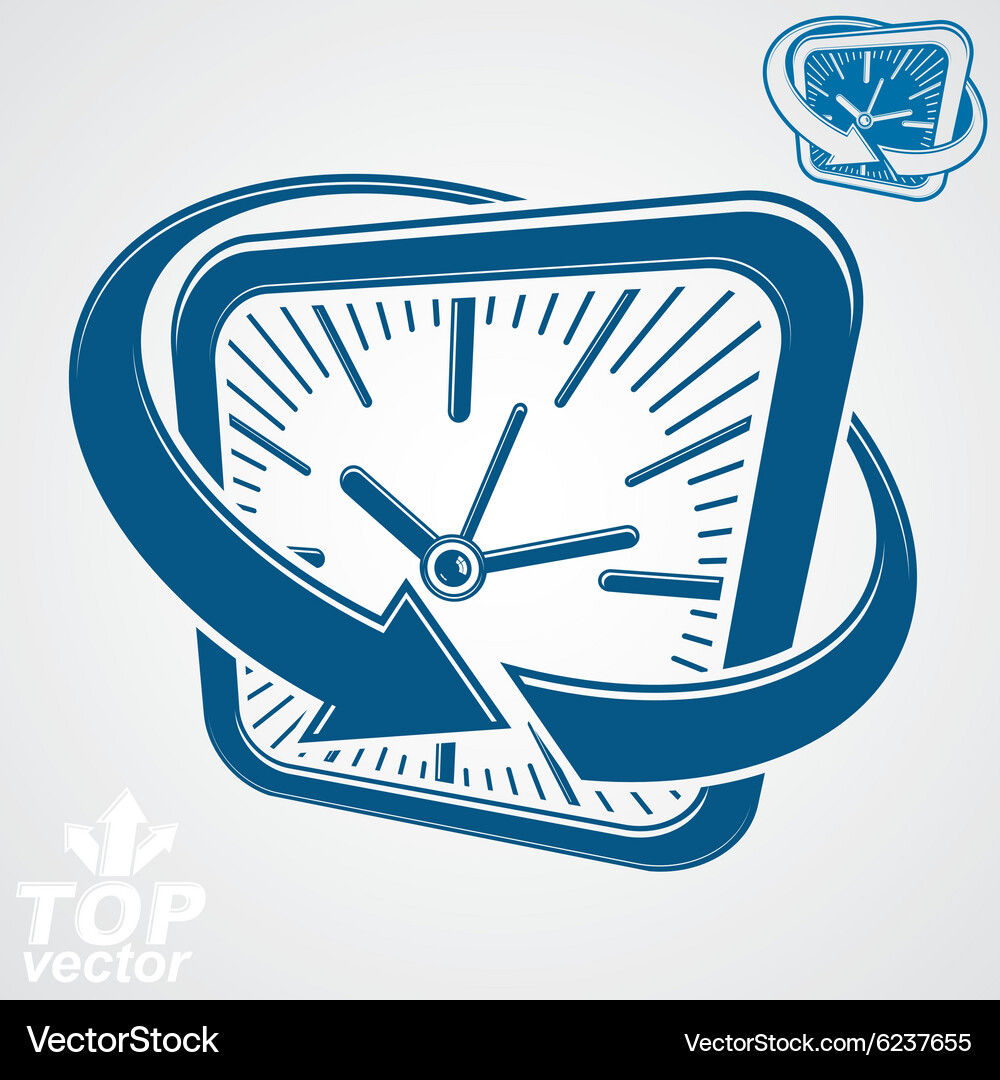 3d square wall clock with arrow around simple Vector Image