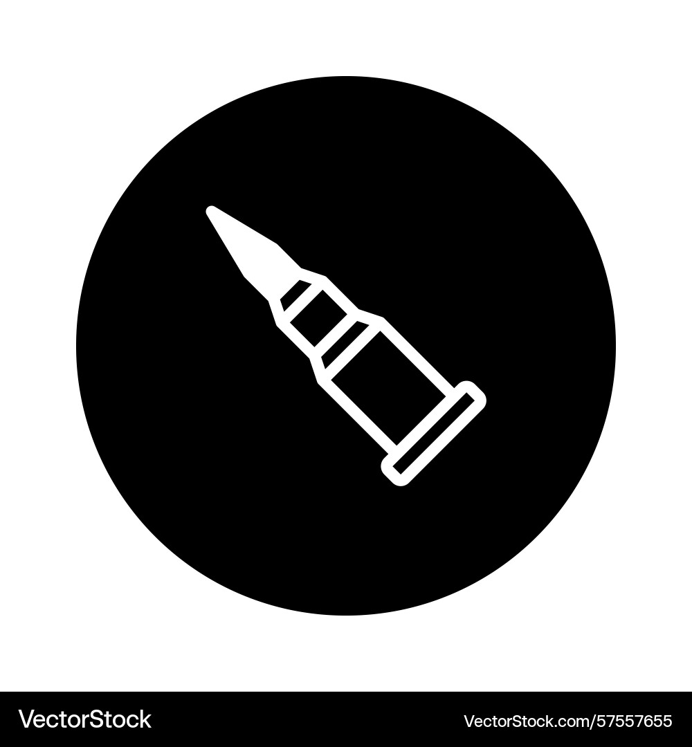 Ammunition round outline within a circular frame Vector Image
