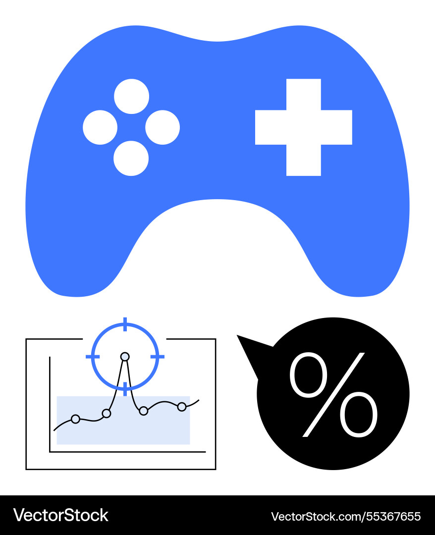 Gaming controller with analytics graph Vector Image