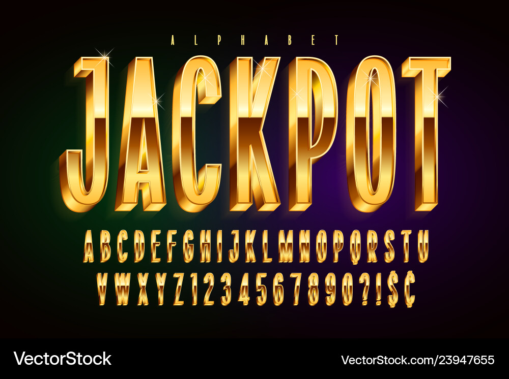 Golden 3d glossy font gold letters and numbers Golden 3d glossy font gold letters and numbers Vector Image
