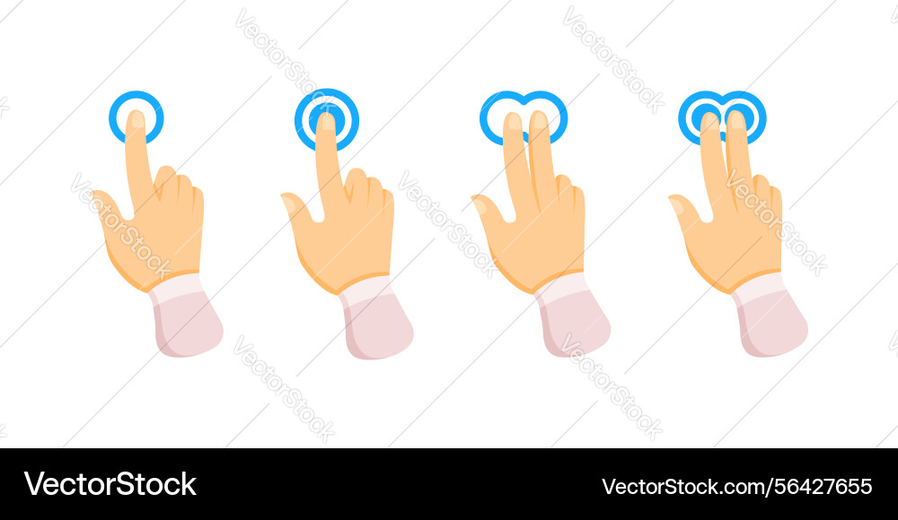 Hands performing touch screen gestures tapping Hands performing touch screen gestures tapping vector image