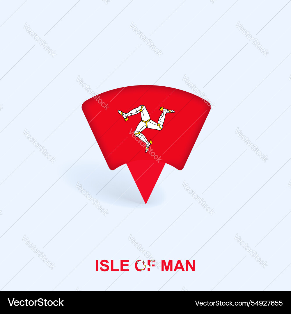 Isle of man flag map pointer design with shadow Isle of man flag map pointer design with shadow Vector Image