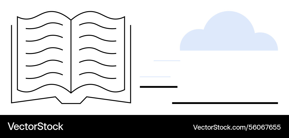 Open book with flowing lines transitioning Open book with flowing lines transitioning Vector Image