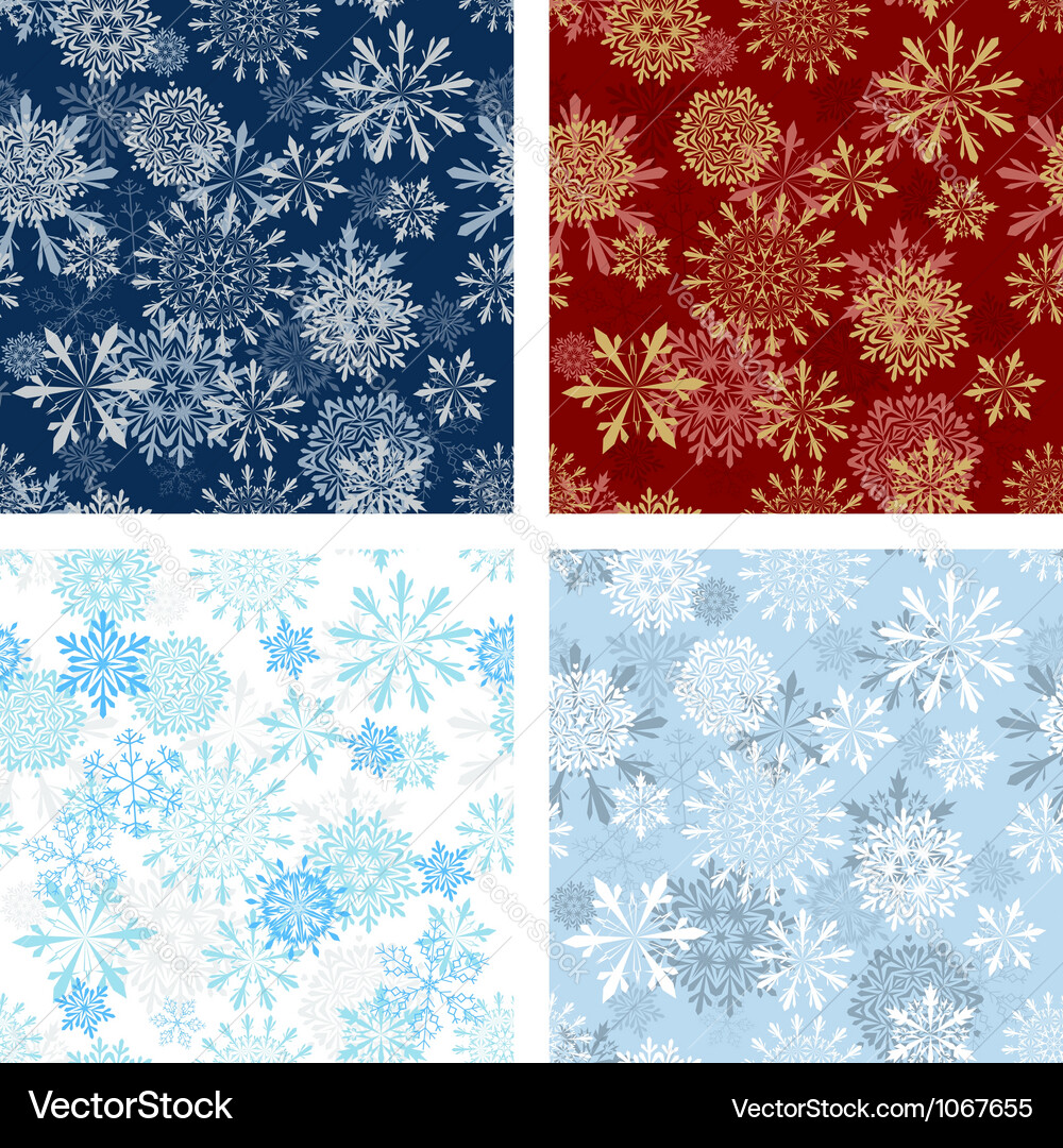 Set of seamless snowflake patterns vector image
