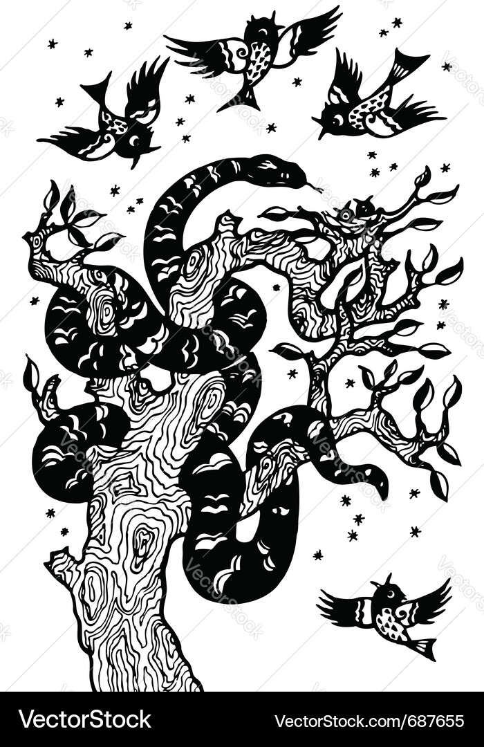Snake attack the nestling Vector Image