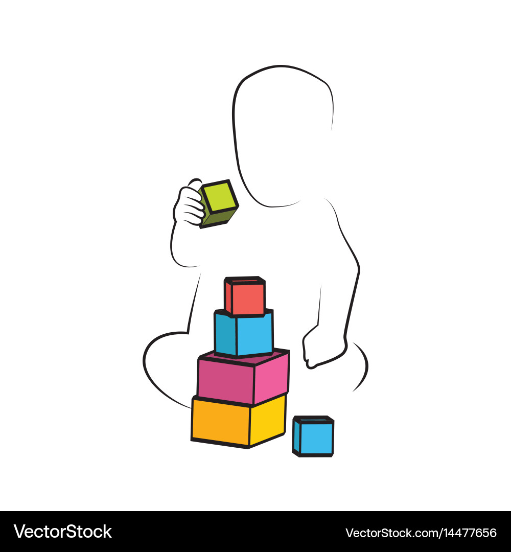 Child Playing with Blocks - Fun Learning vector image