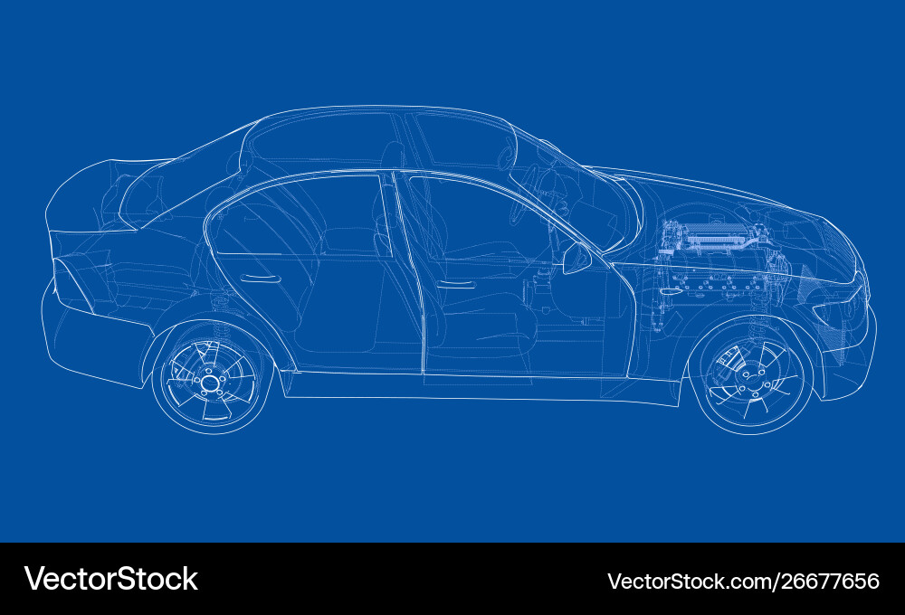 Concept car rendering 3d Vector Image