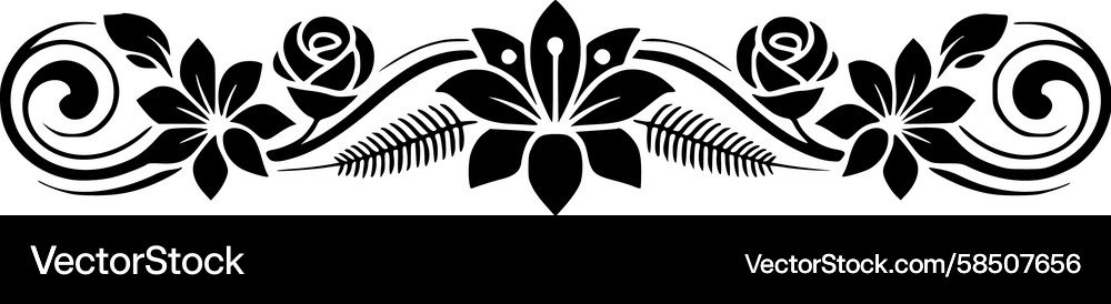 Floral Scroll Border Element Vector Image