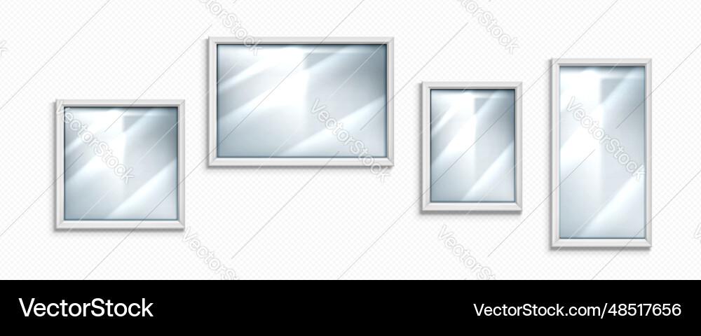 Glass mirror texture with frame and reflection Glass mirror texture with frame and reflection vector image