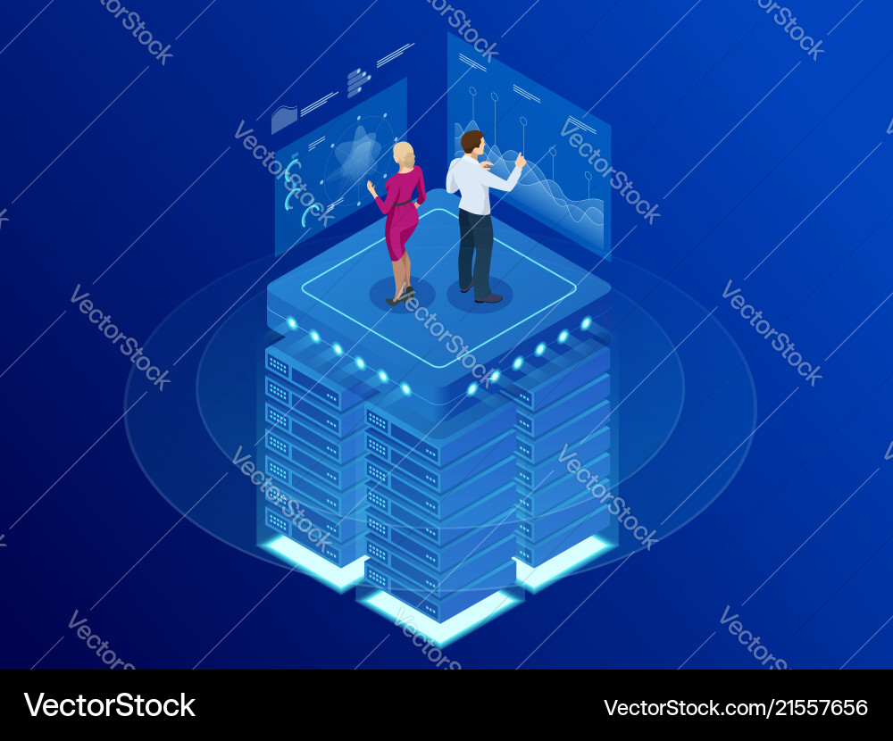 Isometric web banner data analytics platform Isometric web banner data analytics platform vector image