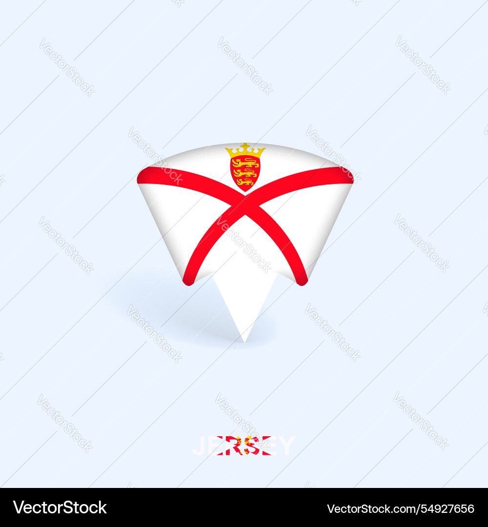 Jersey flag map pointer design with shadow Jersey flag map pointer design with shadow Vector Image