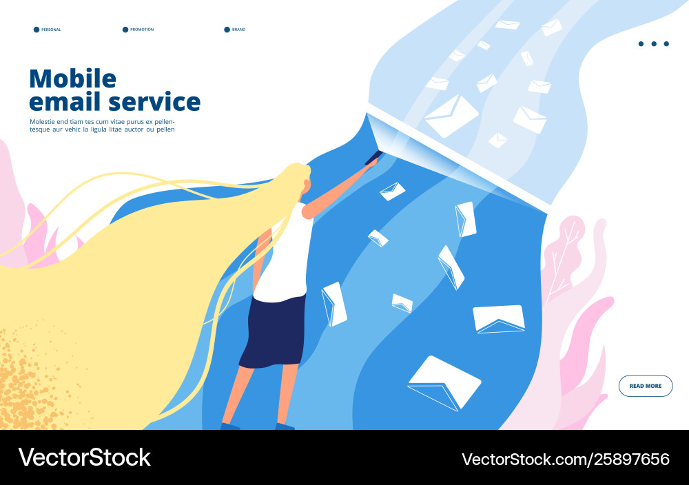 Mobile email service phone newsletter inbox Mobile email service phone newsletter inbox vector image