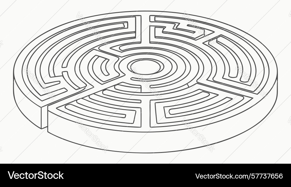 Outlined circular maze puzzle problem solving Vector Image