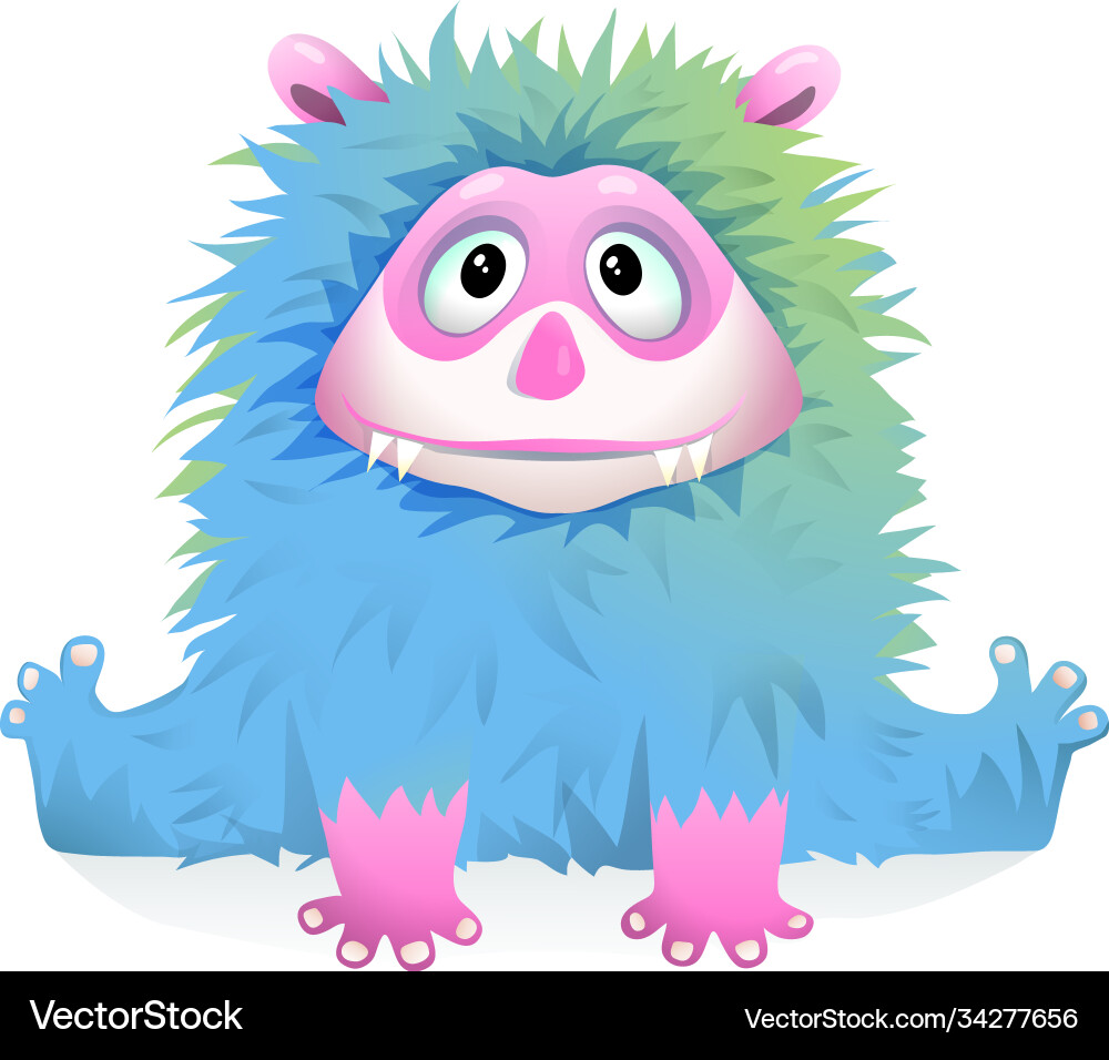Süße blau flauschige Baby Monster Maskottchen für Kinder Süße blau flauschige Baby Monster Maskottchen für Kinder vektorbild