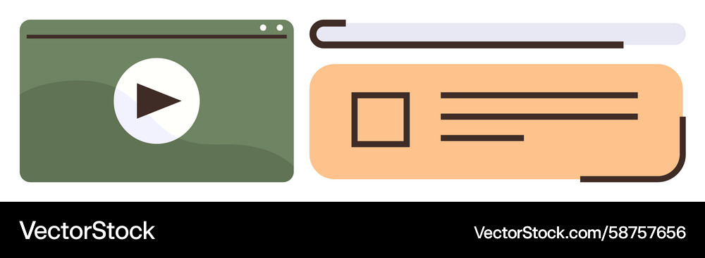 Video Player Interface - Text & Progress Vector Image