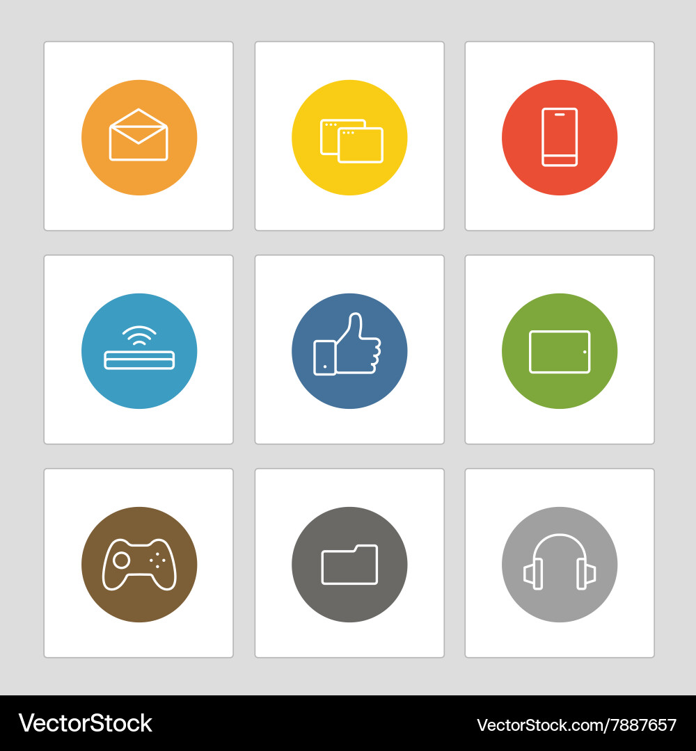 Different line style icons on circles Vector Image