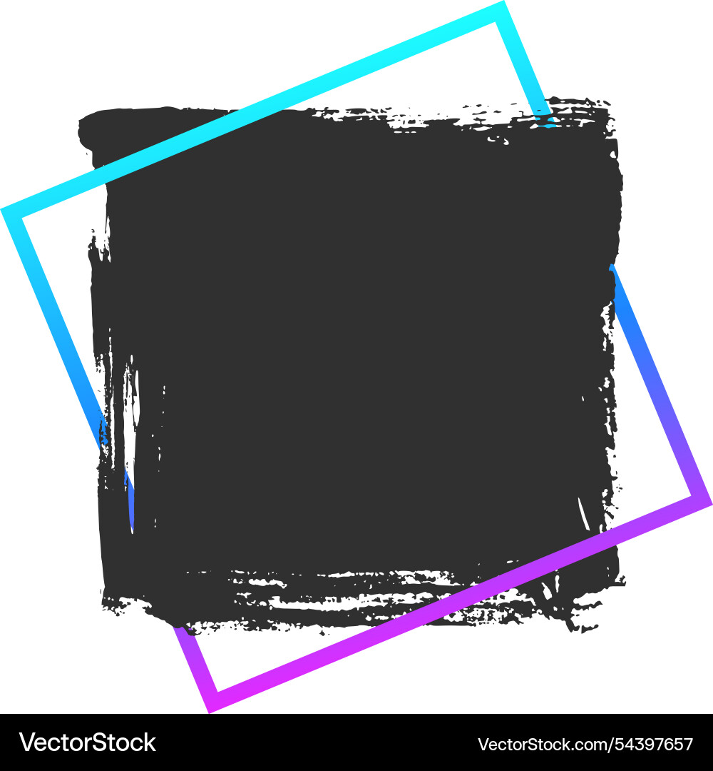 Gradient square frame enhancing a black brush Vector Image