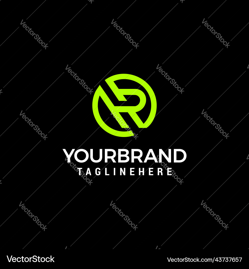 Hr initial letters looping linked circle monogram vector image