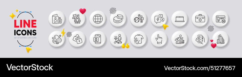 Locks cursor and first aid line icons for web Locks cursor and first aid line icons for web vector image