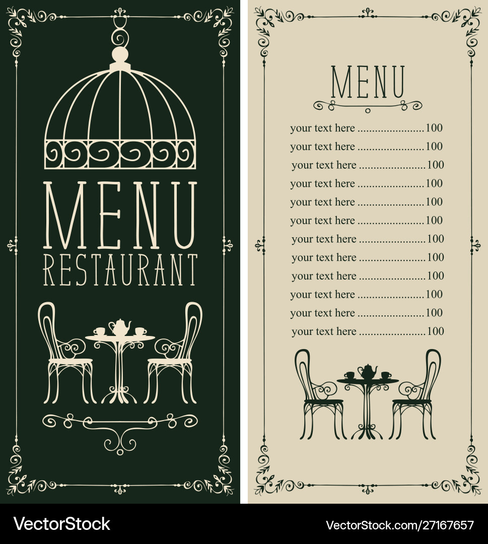Menu with price list image served table Menu with price list image served table vector image