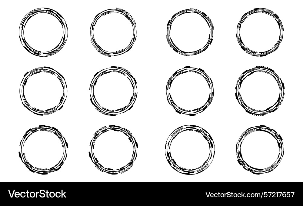 Set of sci fi black circle user interface Set of sci fi black circle user interface vector image