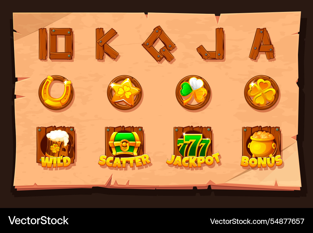 Slot symbols for st patrick day themed Slot symbols for st patrick day themed vector image