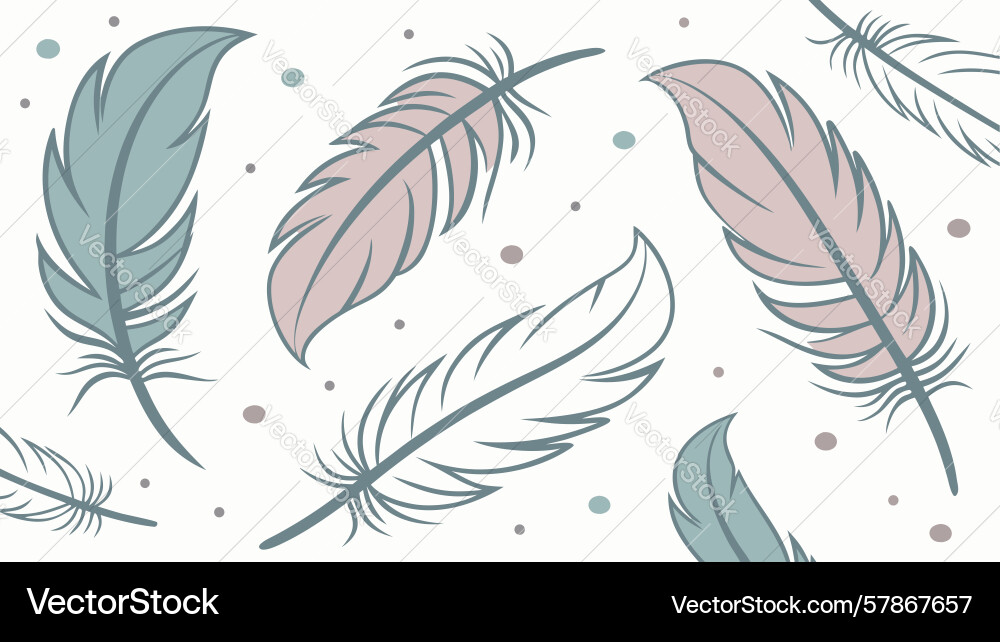 Soft delicate feather pattern design generative vector image