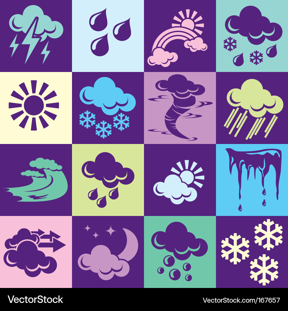 Weather Icons - Seamless Pattern Vector Image