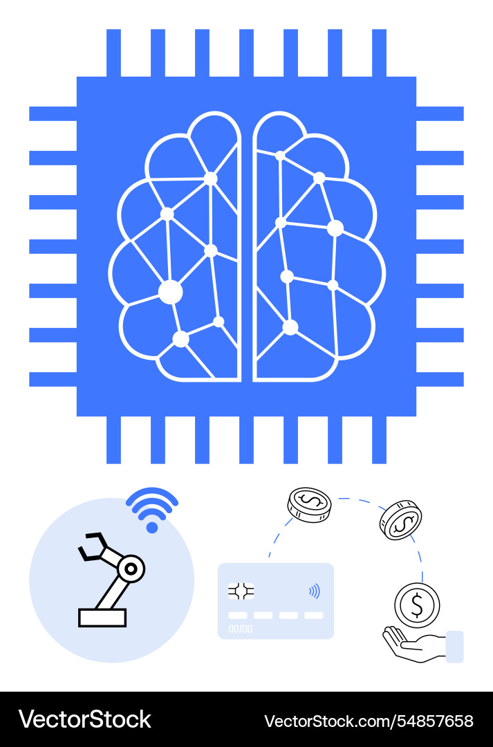 Ai technology represented by neural network Ai technology represented by neural network Vector Image