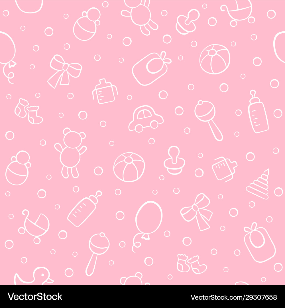 Baby cute seamless pattern pink girl texture kid Baby cute seamless pattern pink girl texture kid vector image