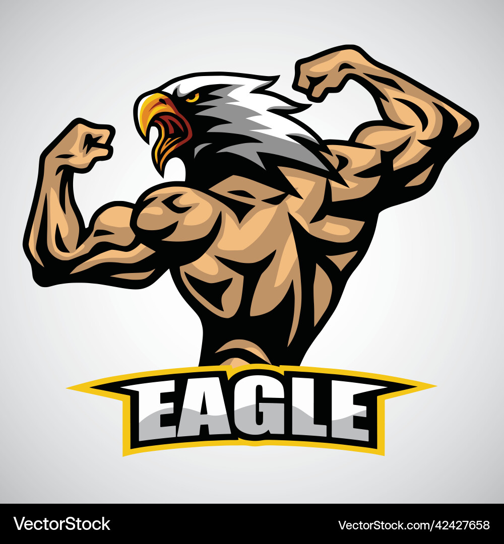 Eagle bodybuilder logo character design mascot Vector Image