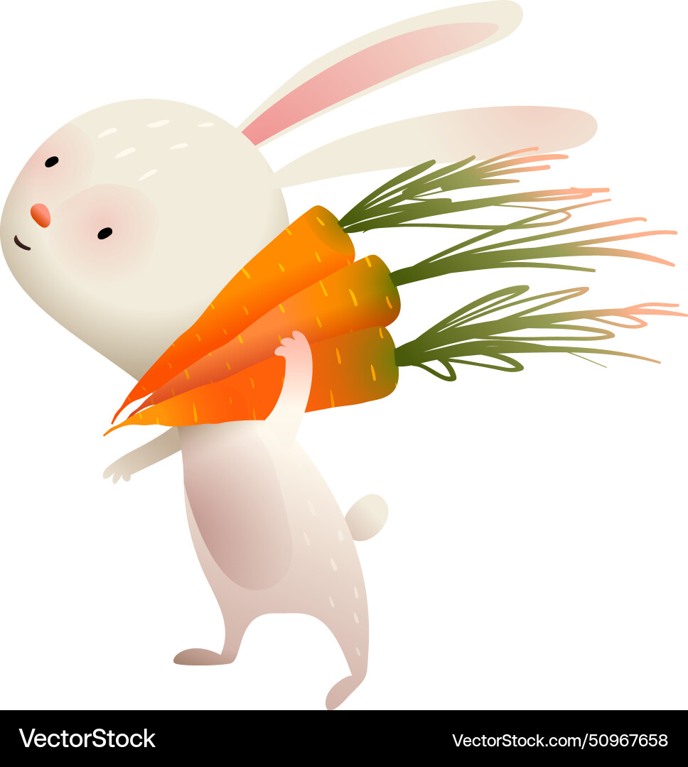 Hase oder Hase tragen Karotten Cartoon für Kinder Hase oder Hase tragen Karotten Cartoon für Kinder vektorbild