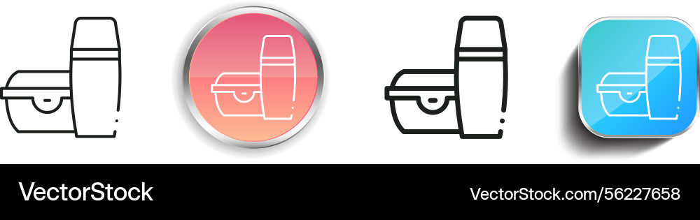 Lunch box icon thin linear regular and button vector image