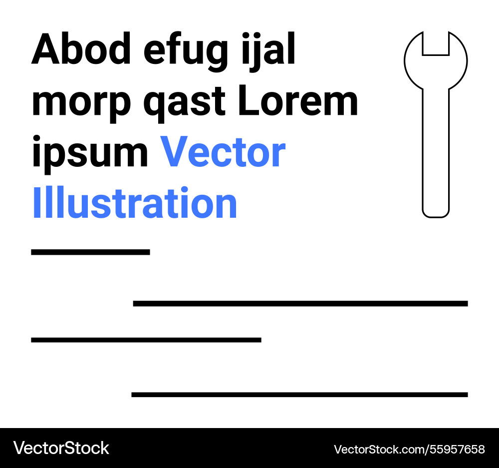 Minimalist layout with text elements and wrench Minimalist layout with text elements and wrench Vector Image