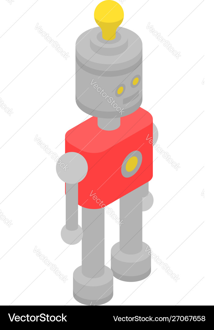 Robot with bulb lamp icon isometric style Vector Image
