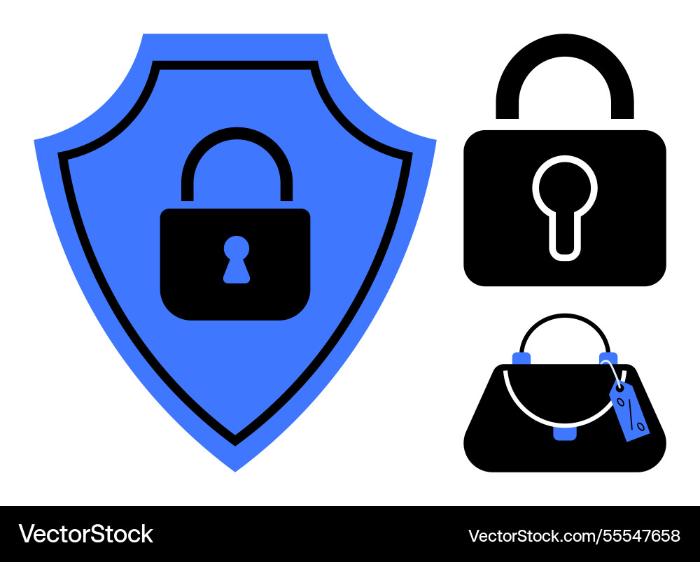 Secure access lock and shield composition Secure access lock and shield composition vector image